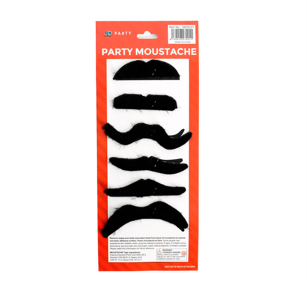 Party Moustache Variety Pack - Thick - Black