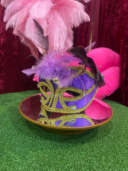 Mask - Gold and Purple with feathers